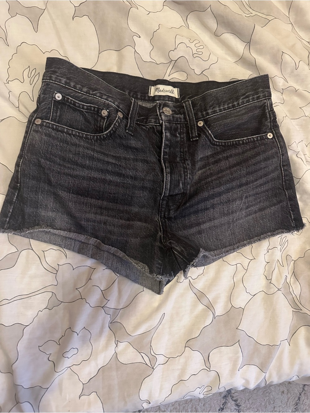 Madewell Washed Black Denim Cutoff Shorts